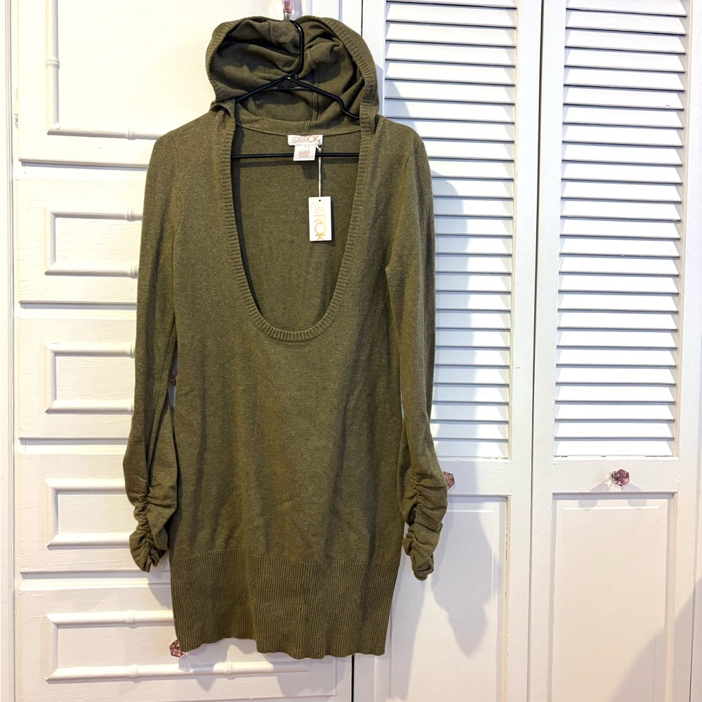 LaROK OLIVE SWEATER DRESS MADE WITH COTTON & CASHMERE SIZE M NWT